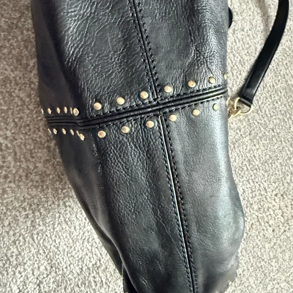 Michael Kors Black Shoulder Bag with Gold Accents - Picture 9 of 16